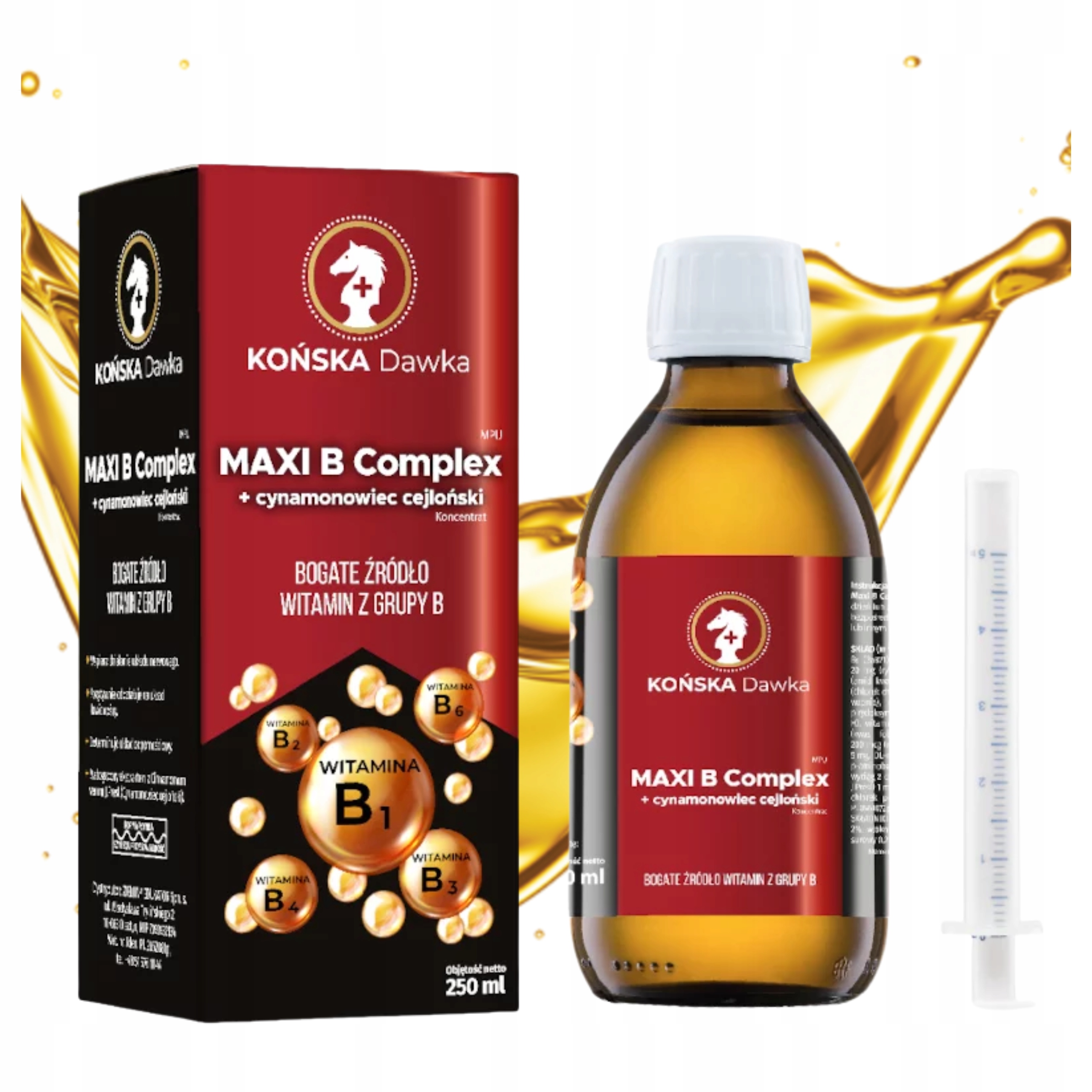 Witamina B Complex Płyn 125 ml Maxi B B3 B12 cynamonowiec cejloński Moc