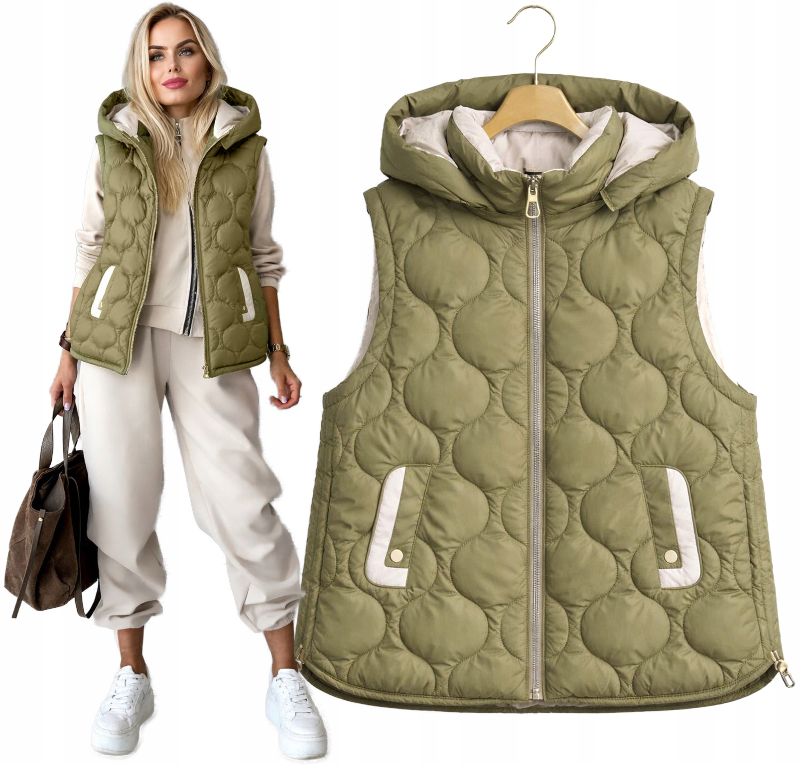 Dámská prošívaná Vesta Zateplená Vesta s kapucí 50 Montana