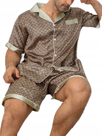 Elegantní Pyžamo Ze Saténu Rozepínací Pánské Pyžamo Saténové Pyžamo XL