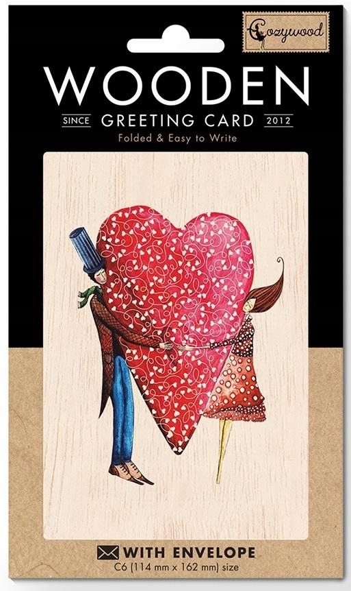 KARNET DREWNIANY C6 + KOPERTA ŚLUB DUŻE SERCE