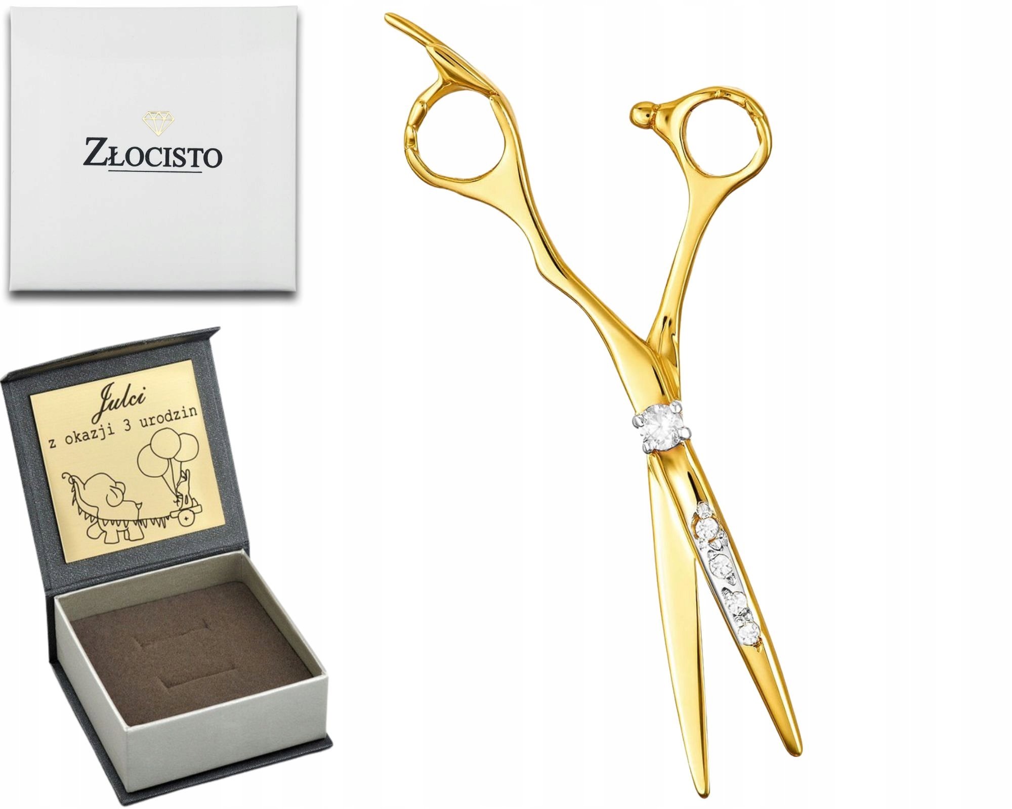 Zlatý Přívěsek Nůžky Se Zirkony Zlato 585 Dárek Gravírování