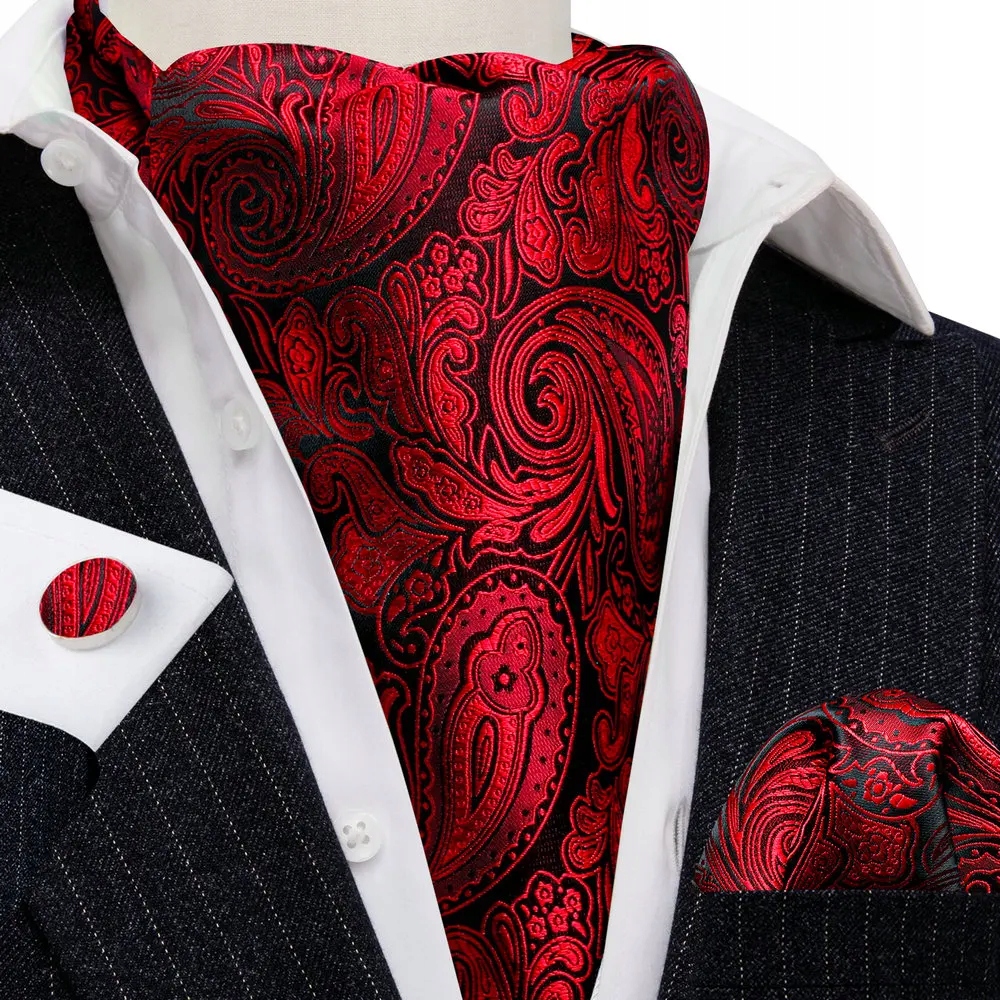 Hedvábný fularový kravat Ascot Žakárový módní set