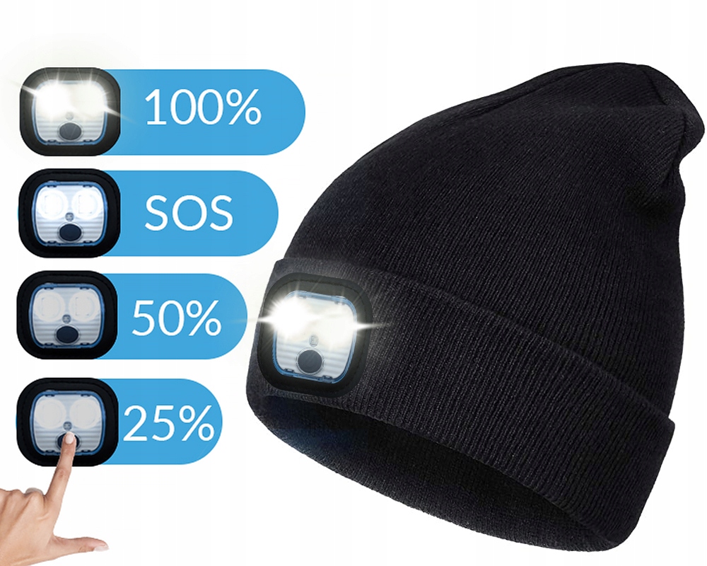 Czapka DAMSKA NA GŁOWĘ USZY ZIMĘ CIEPŁA LAMPKA LED Płeć kobieta