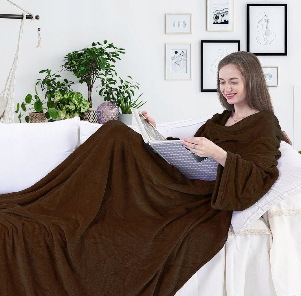 

Decoking Koc Z Rękawami Szlafrok Pusz Brąz 150X180