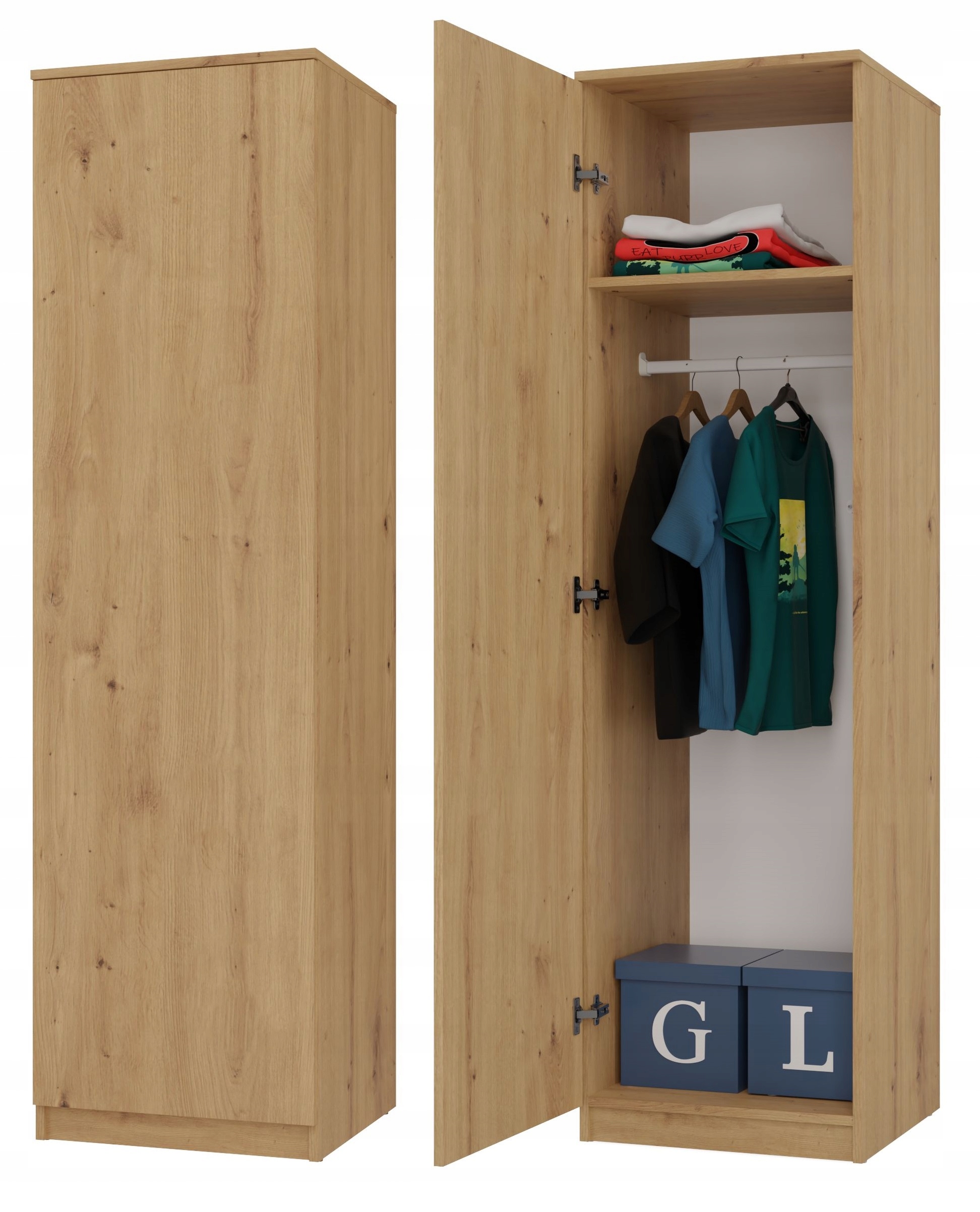 SZAFA GARDEROBA DRZWI PÓŁKI SD-50 DĄB ARTISAN