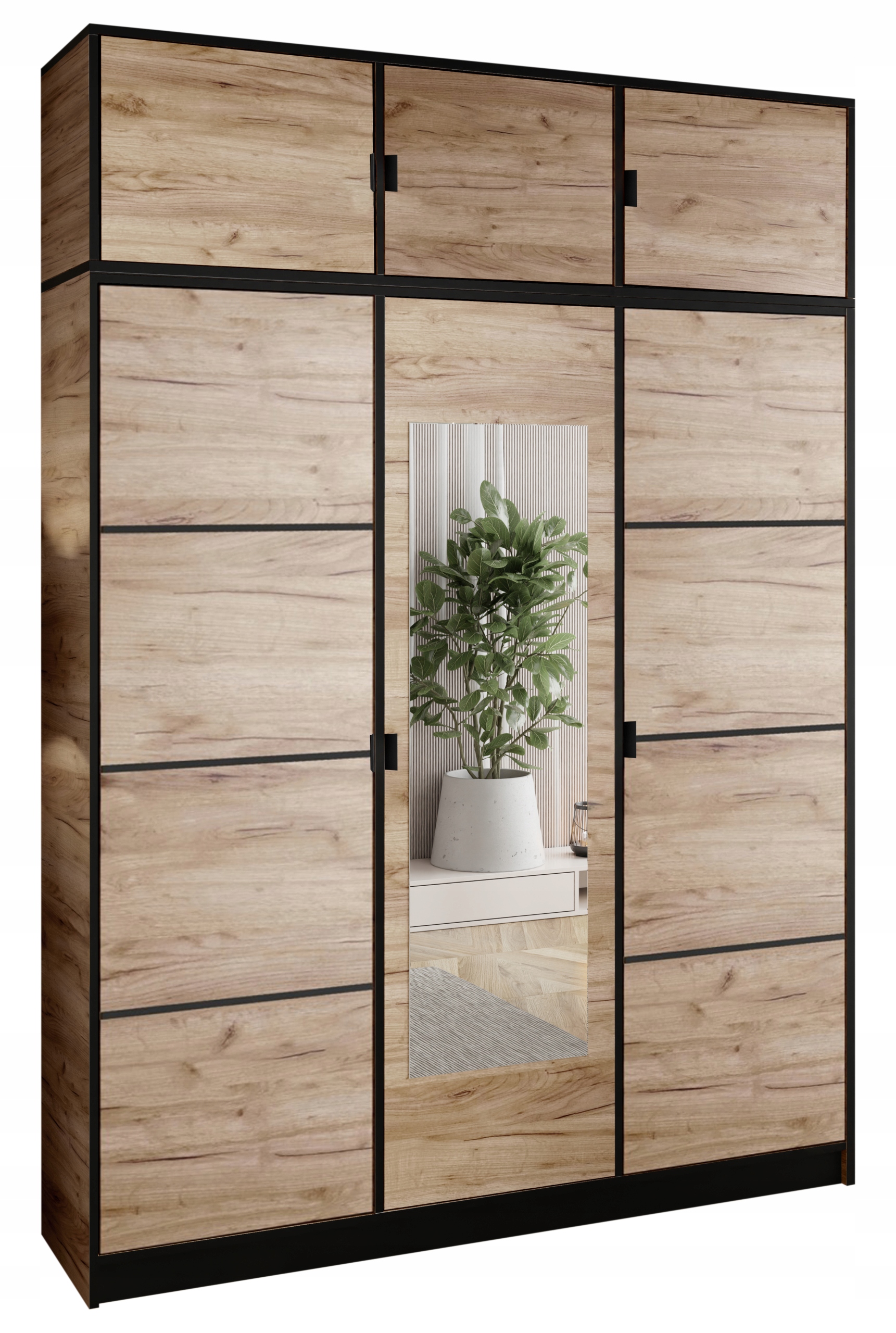 Skříň Lumi 157 3D Dub se zrcadlem dior Vzor 2 Držák Č. s Nadst.