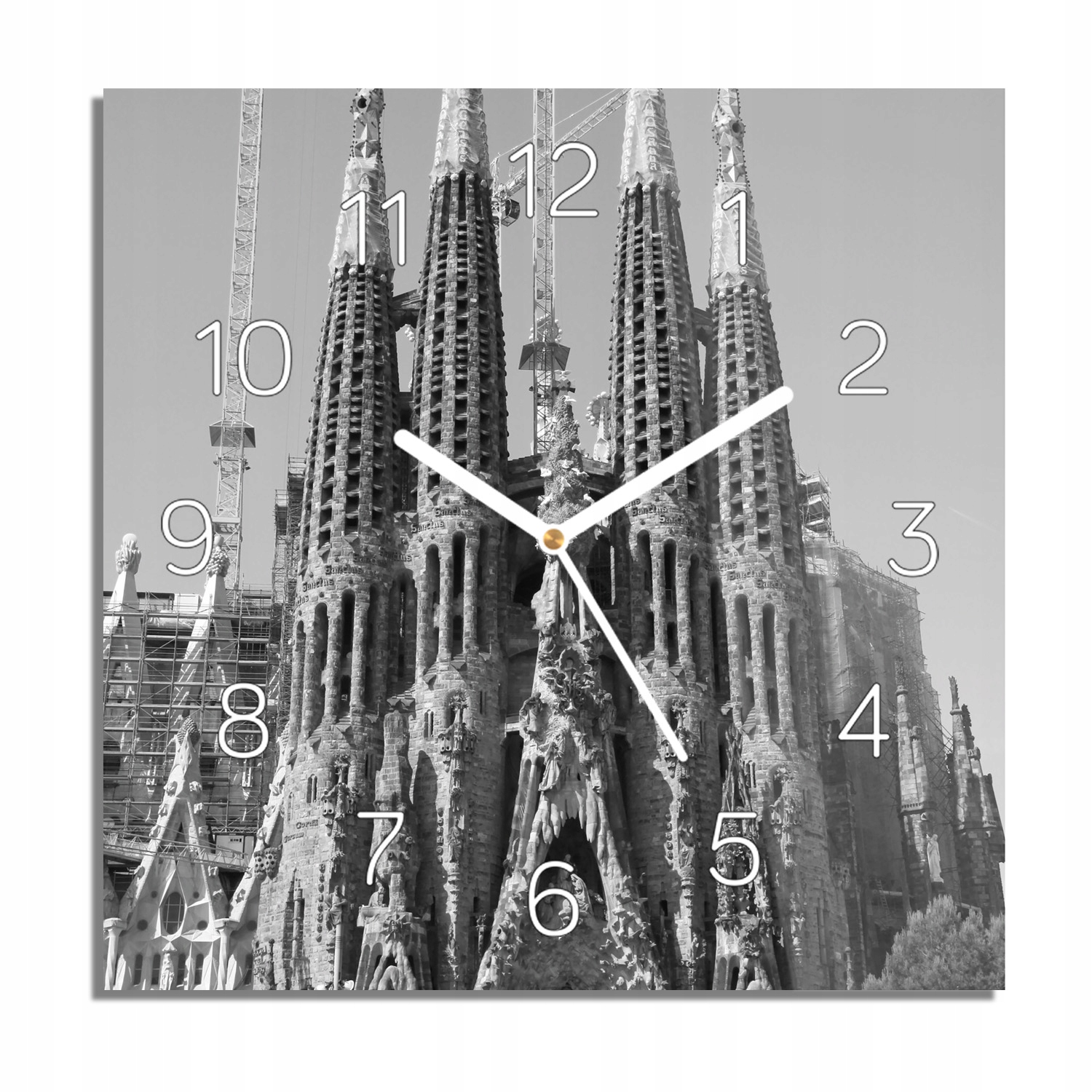 Kostel Barcelona skleněné hodiny do obývacího pokoje 30x30