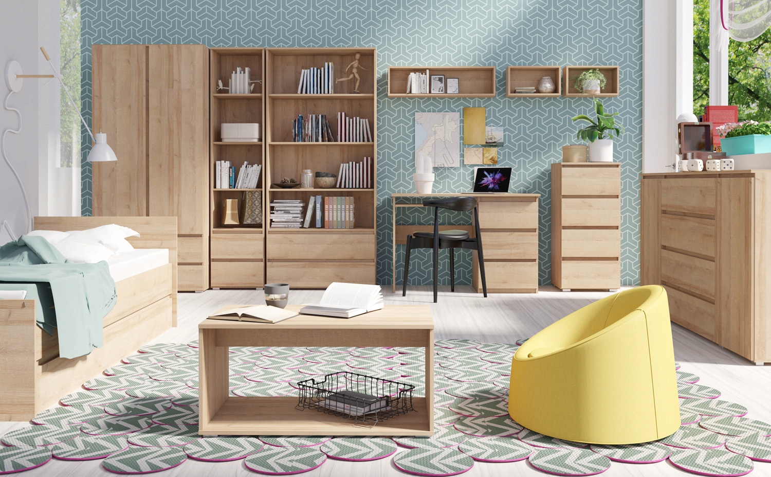 BIURKO Toaletka z szufladami 110 CO9 Dąb sonoma Materiał blatu płyta laminowana