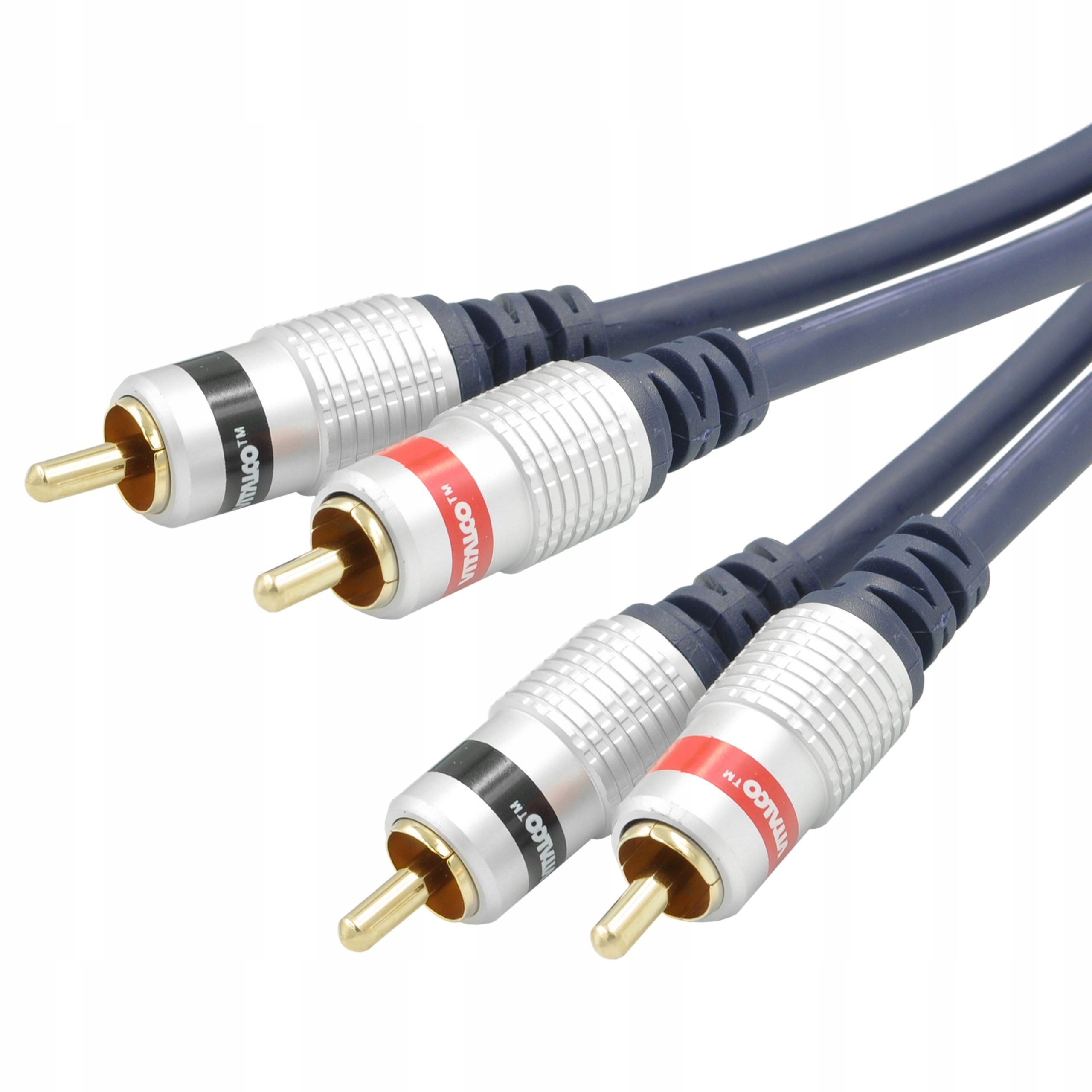 KABEL RCA WTYKI 2RCA - 2RCA PRZEWÓD AUDIO CINCH VITALCO RKD200 0,5m