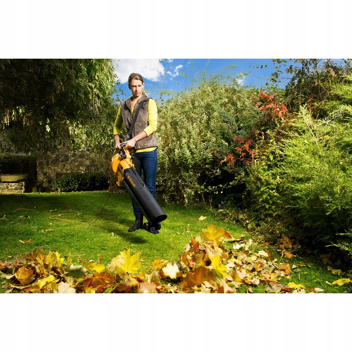 ELEKTRYCZNA DMUCHAWA ODKURZACZ LIŚCI 45L 3000W 4KM METALOWY NÓŻ MOCNA Marka Riwall