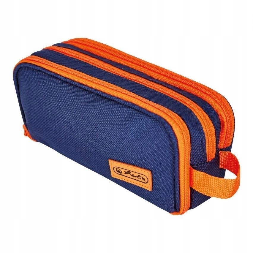 PIÓRNIK KOSMETYCZKA POTRÓJNY BLUE/ORANGE, HERLITZ