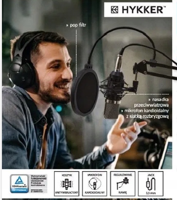 MIKROFON STUDYJNY + STATYW HYKKER 200461-PSM Kod producenta Mikrofon Youtubera