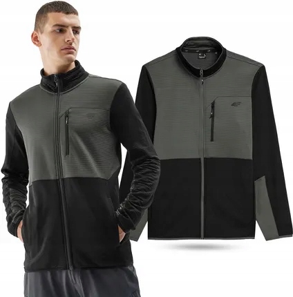 4F Teplý Polar Pánská roztahovací mikina na zip TFLEM118 > XL