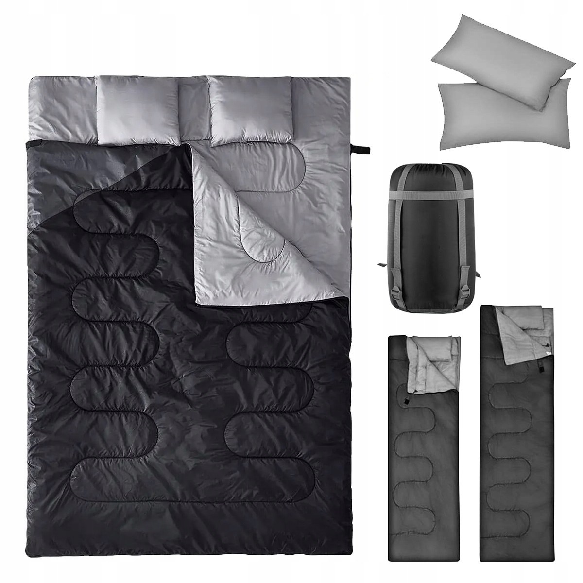 Śpiwór Turystyczny Z Zagłówkiem Pod Namiot Kempingowy Duży 220x150 cm