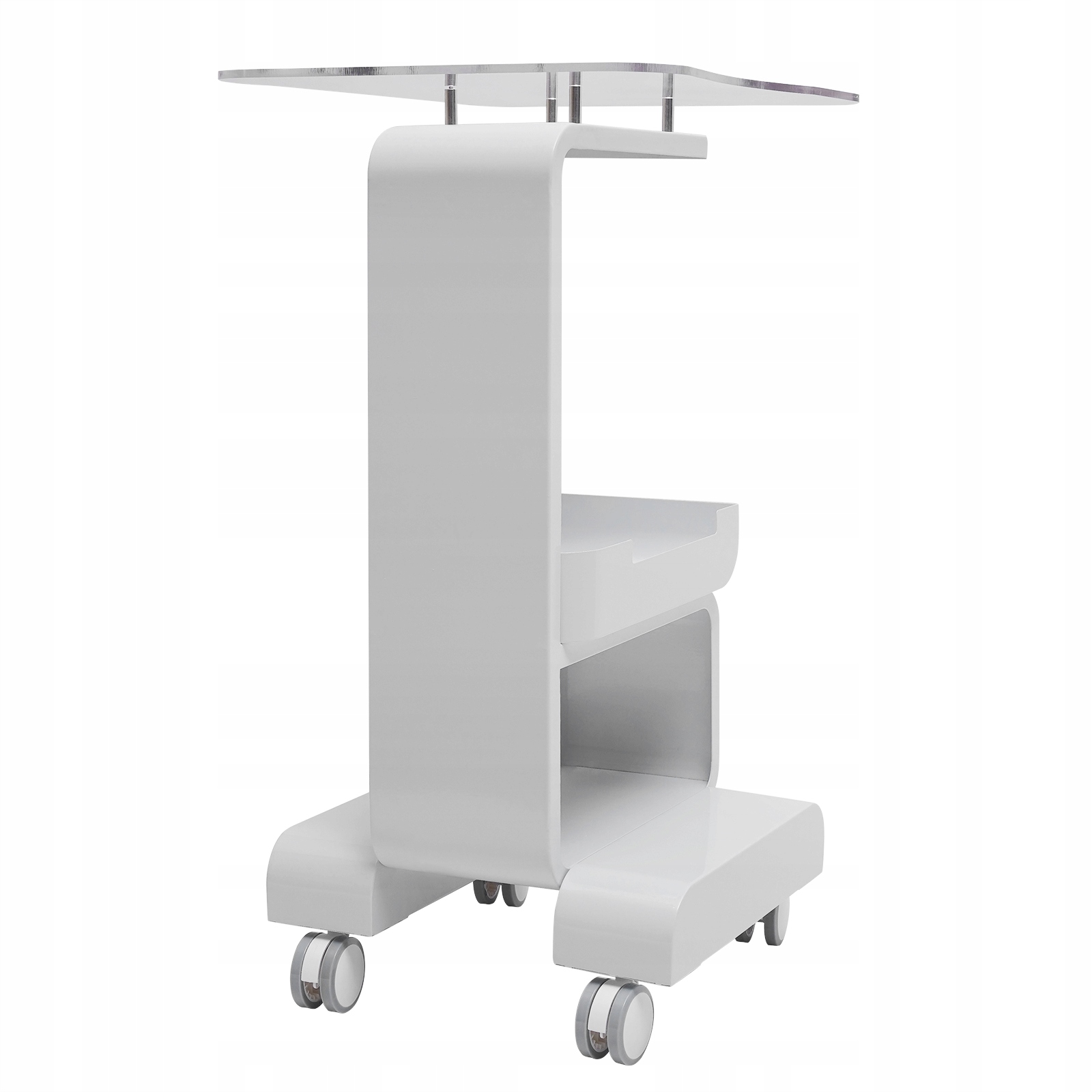 Szklany panel wózka do salonu kosmetycznego Kolor dominujący biały