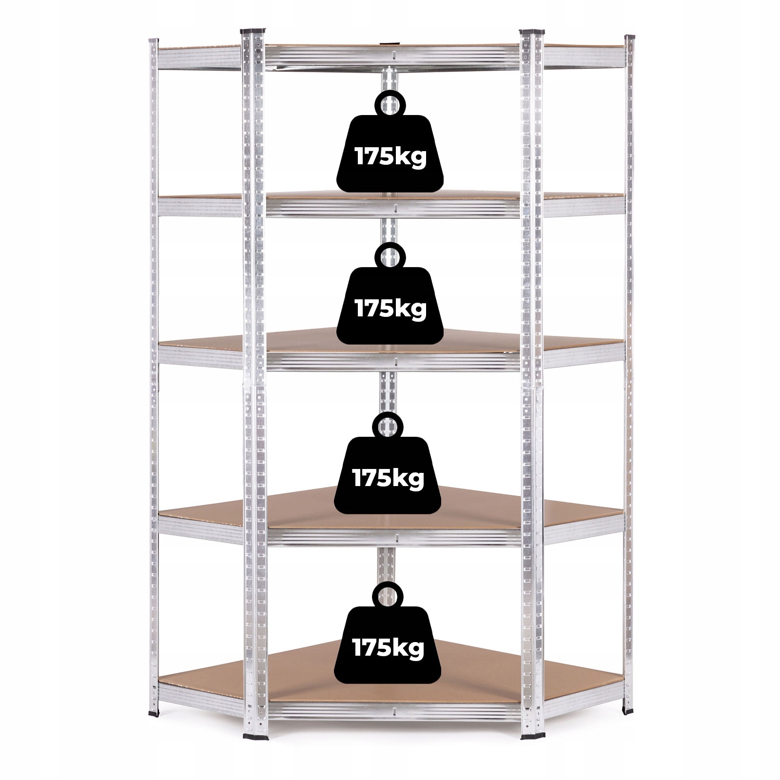 Skladový rohový regál 180x90x40 cm galvanizovaná oceľ 5 políc 875 kg Mod