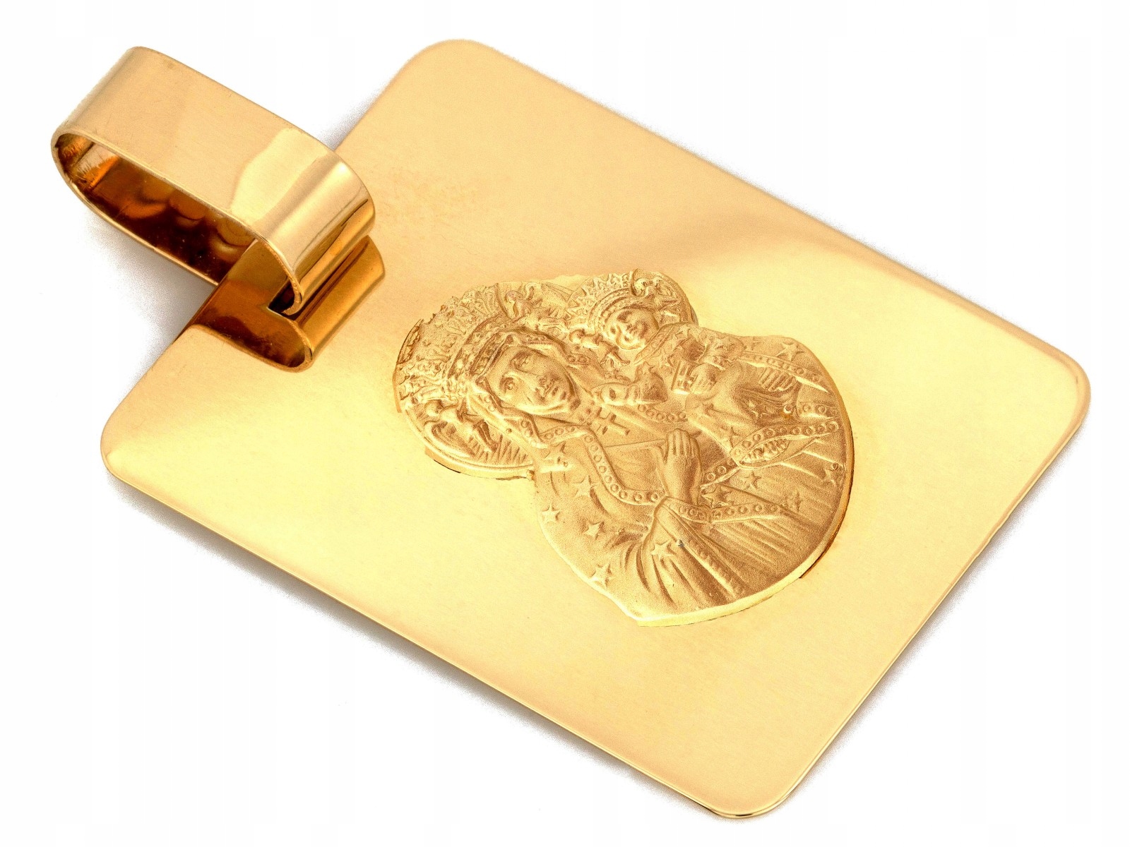 Zlatý medailon 585 s Pannou Marií Čenstochovskou, váha 5.89 g 28 mm x 24.4 mm