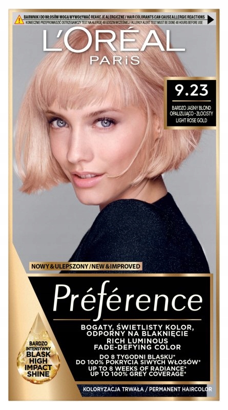 L'Oreal Paris Preference 9.23 Light Rose Gold barva na vlasy
