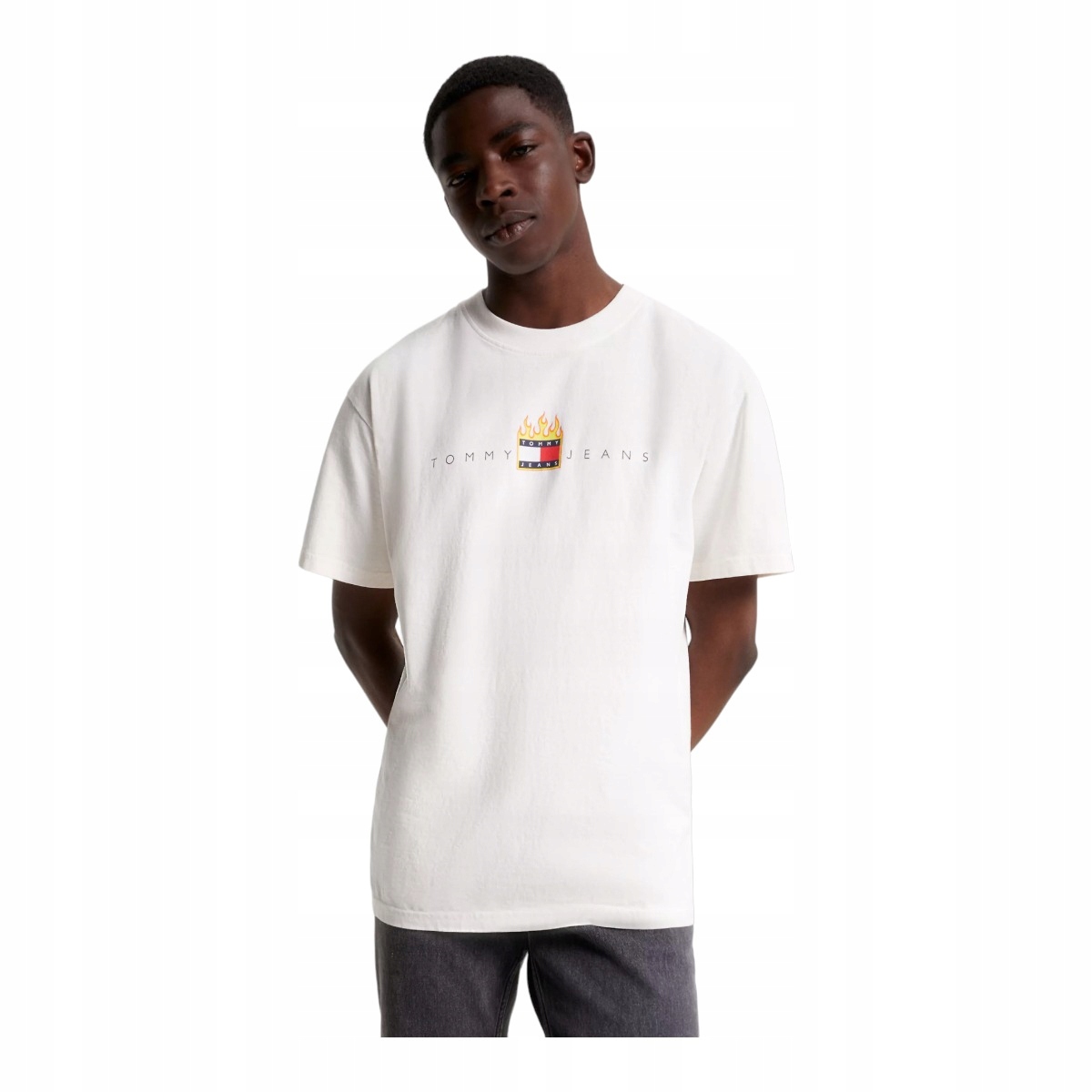 Tommy Hilfiger Pánské Tričko Tjm Rlx Linear Fire Flag Ecru vel. M