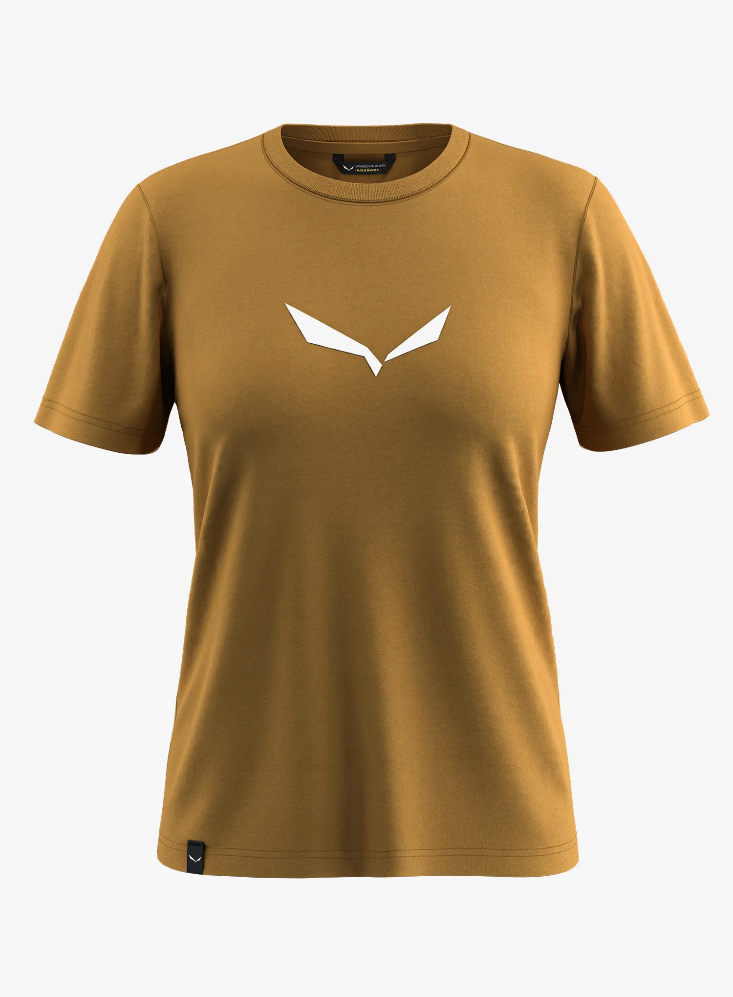 Dámské tričko Salewa Solid Dry S/s Tee zlaté a hnědé logo 34 (xs)