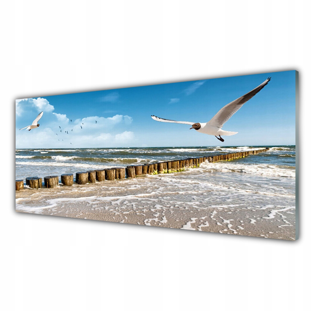 

Fotoobraz z nadrukiem 125x50 Mewy Morze Krajobraz