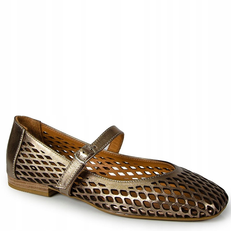 Boccato 0436-00301 Hnědé Ažurové Kožené Baleríny 39