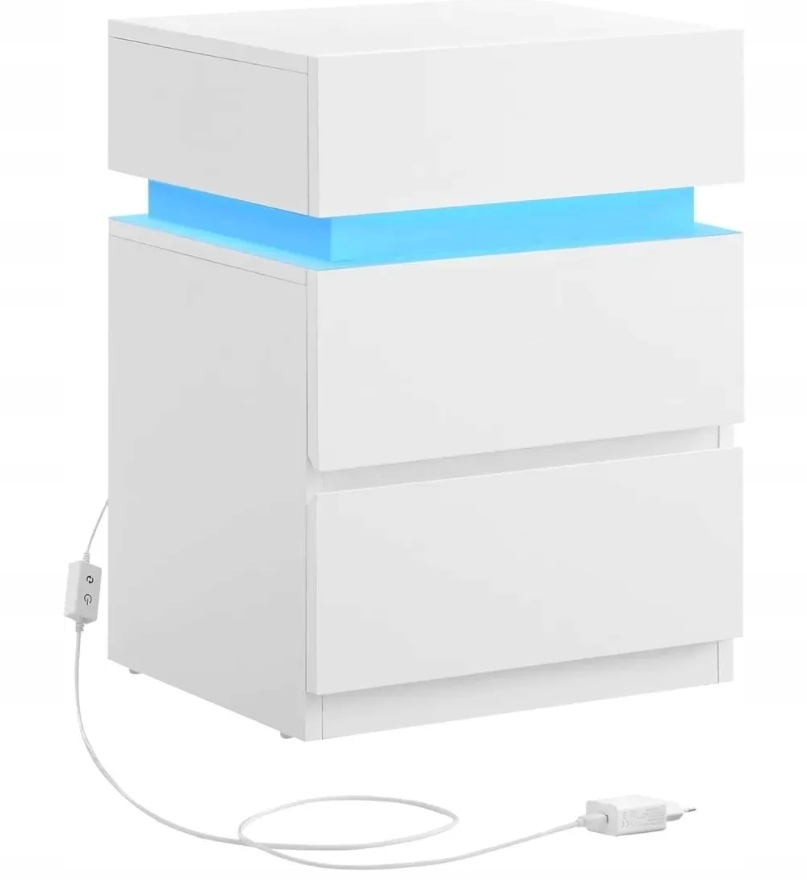 STOLIK NOCNY LED 3 SZUFLADY NOWOCZESNY SZAFKA NOCNA RGB