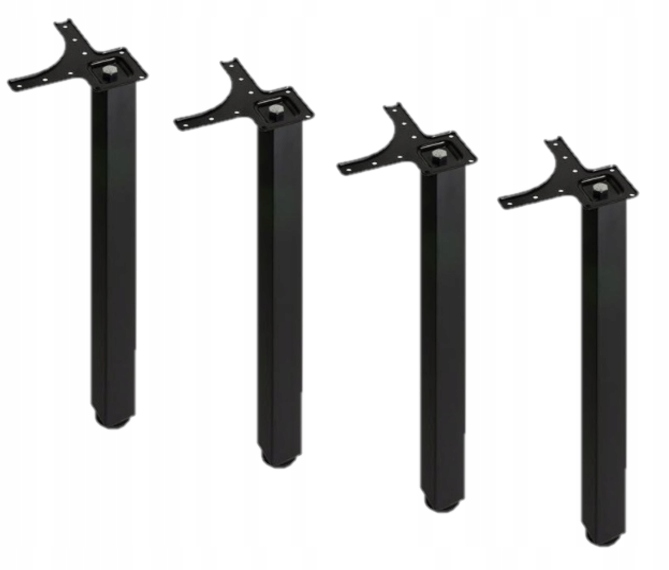 NOGI DO STOŁU KWADRATOWE CZARNE 4 SZTUKI KOMPLET PODSTAWA