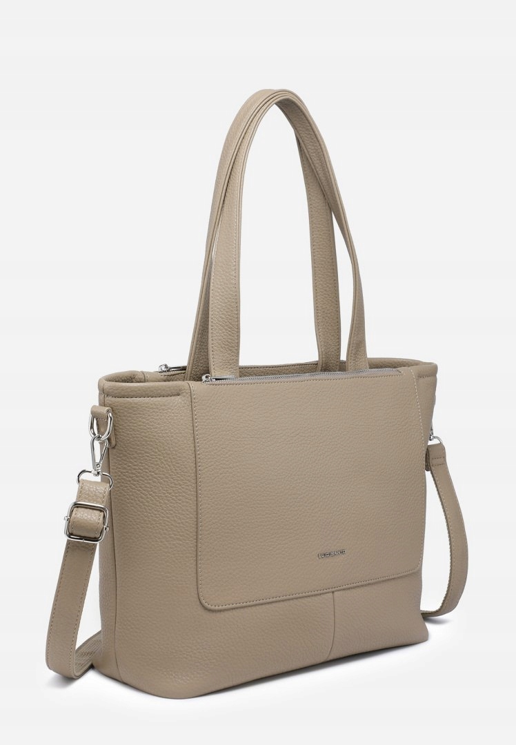 Duża Pojemna Torebka Damska Klasyczna Luigisanto Ciemny Beż