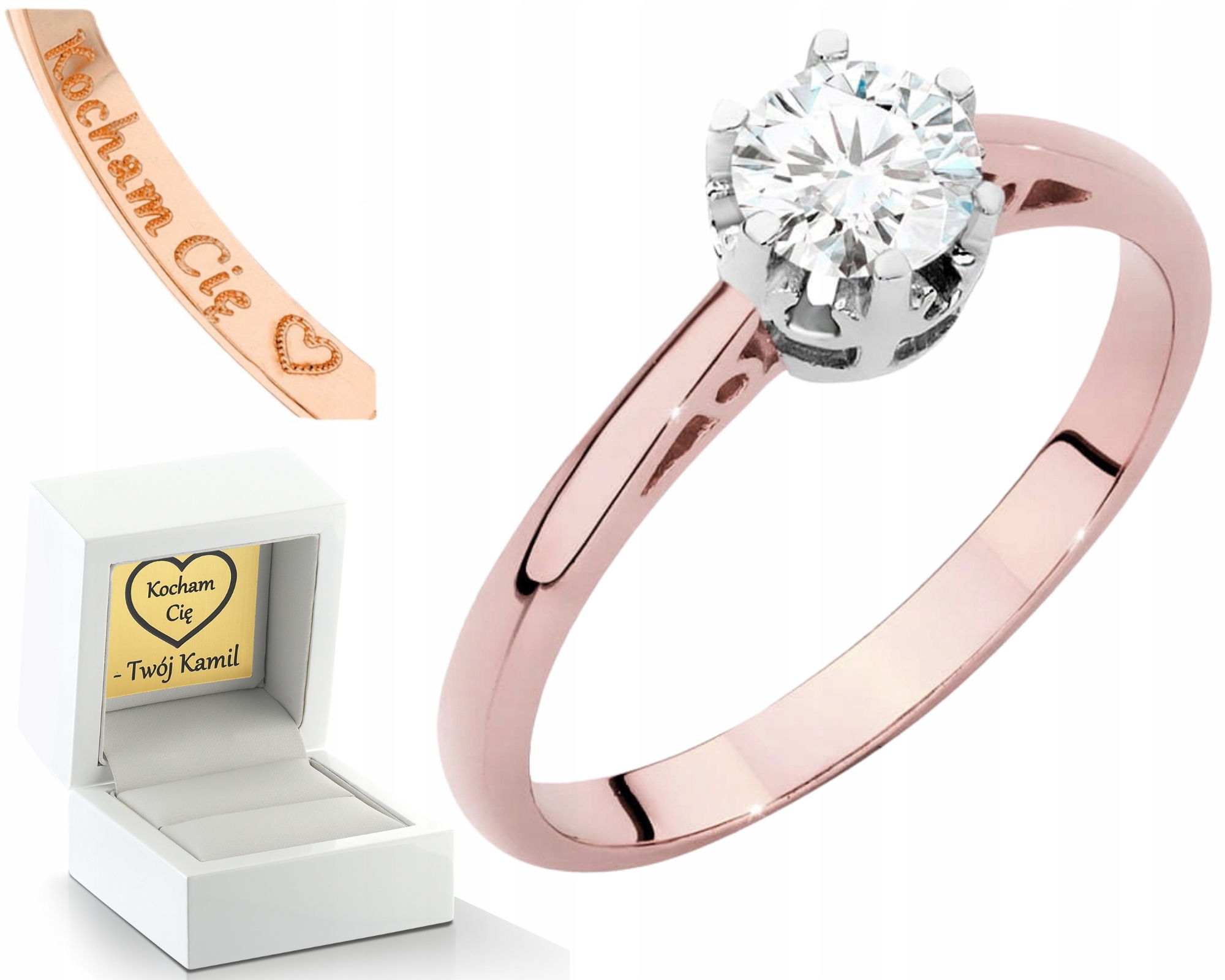 Růžové Zlato Prstýnek Diamant Lab Jako Dárek Drť 585 14K