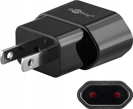 Adapter podróżny Płaski gn. Eu wt. Usa Goobay Blk
