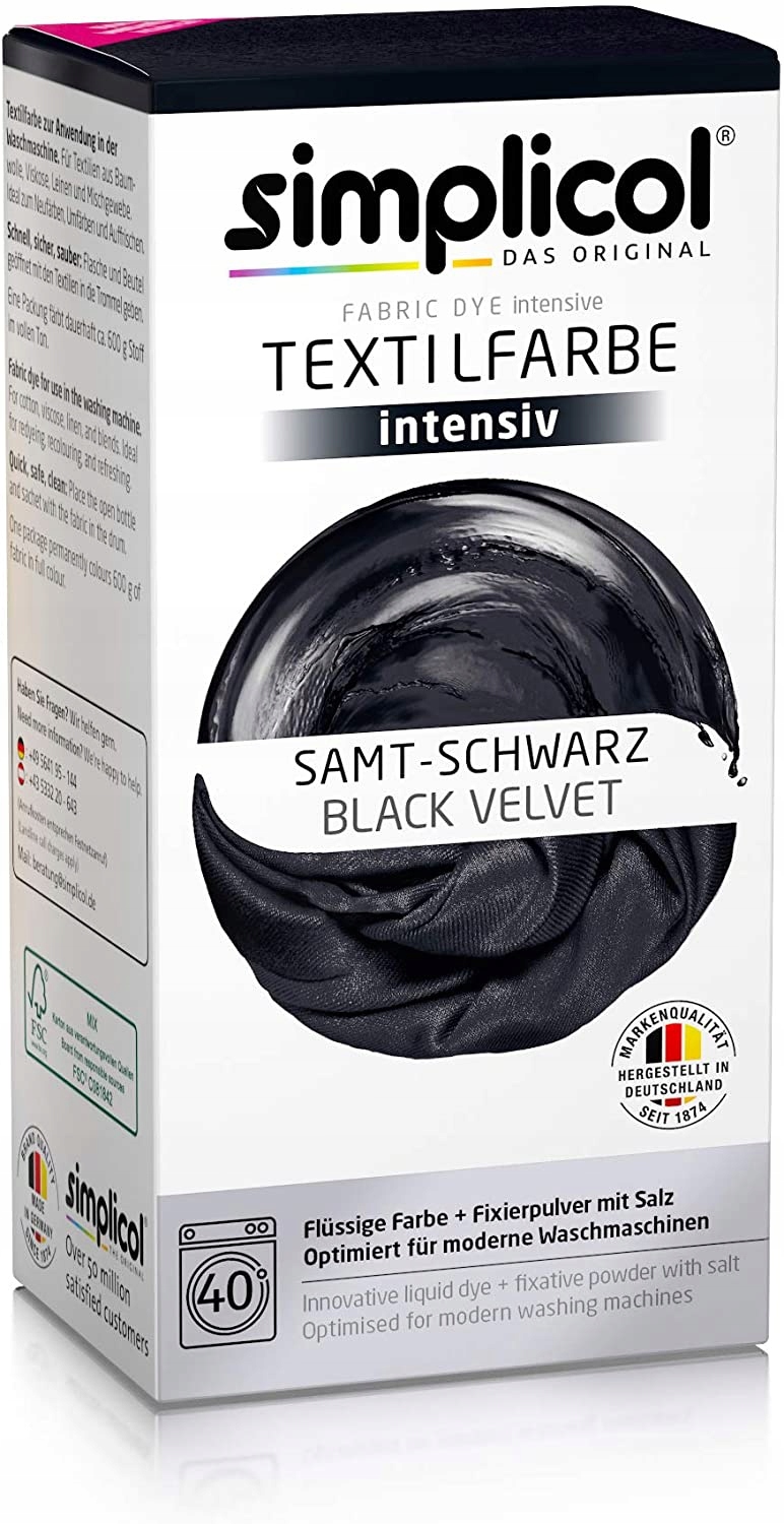 

Simplicol farba do ubrań tkanin barwnik czarny De