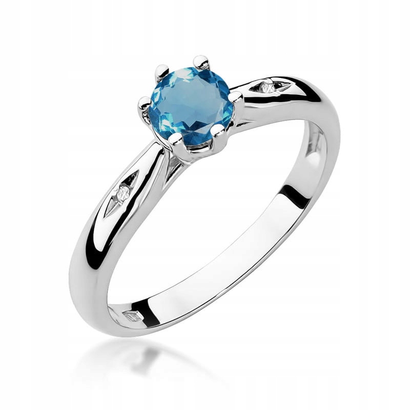 Prstýnek s brilianty a topazem London Blue 0.01 ct r24