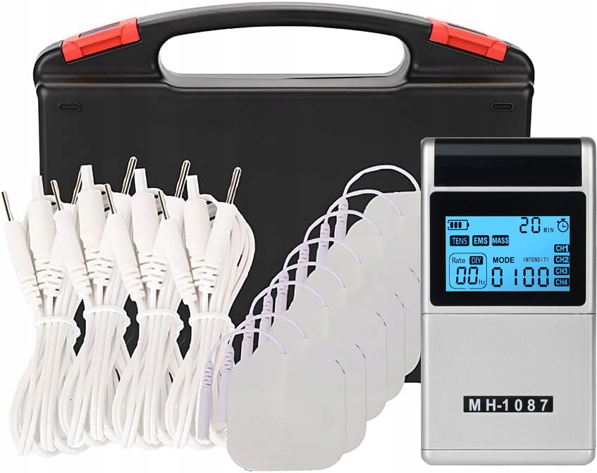 Elektrostymulator mięśni nerwów Tens Ems Masaż 48 programy Elektrody 8szt