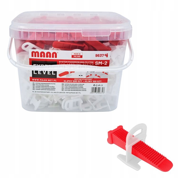 Sada pro pokládku dlaždic 4 15 mm klipy 0,5 mm 500 ks klínky 100 ks