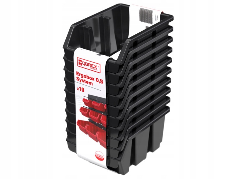 Zestaw pojemników Qbrick Regular Ergobox 0.5 System Czarny (10 szt.)
