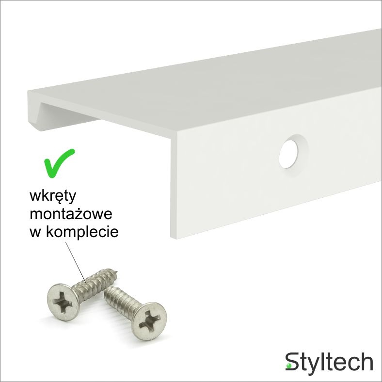 Uchwyt meblowy krawędziowy BIAŁY MAT 280mm Długość 28 cm