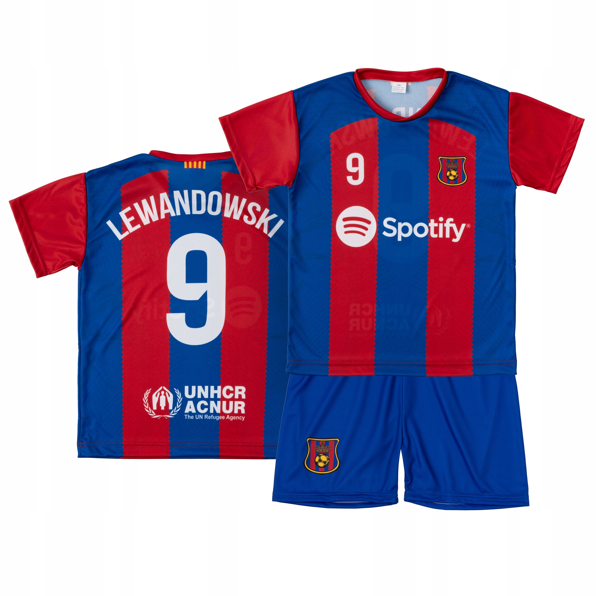 Komplet / strój piłkarski LEWANDOWSKI BARCA 9 rozm.134