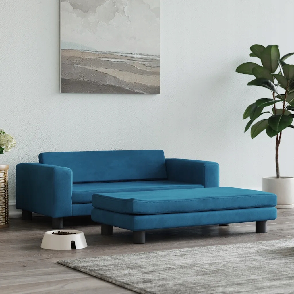 Levně vida Pelíšek pro psa s prodlužovacím dílem modrý 100x50x30 cm samet Modrá 1