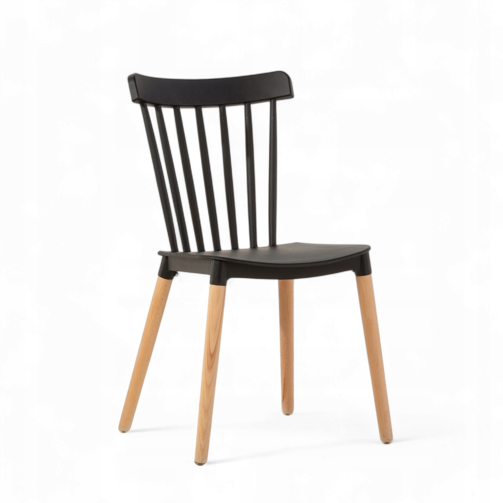 Krzesło Skandynawskie czarne bukowe nogi retro Salonu Kuchni Premium