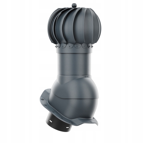 Rotačný krb Rotoline pre plechovú krytinu R fi 150 mm, guľovitý, antracitový