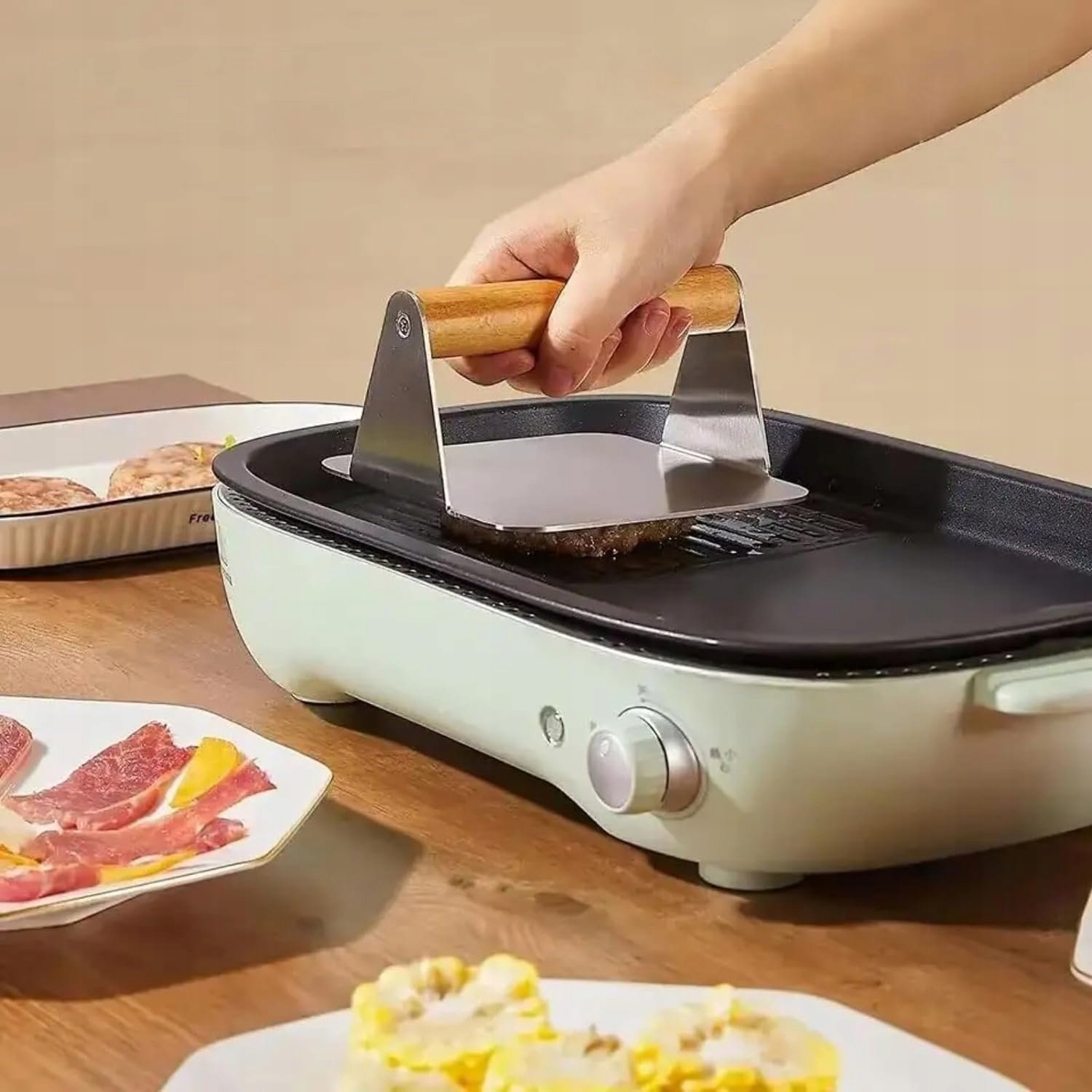 Prasa do burgerów ze stali nierdzewnej, z uchwytem, 14 cm Rodzaj praska