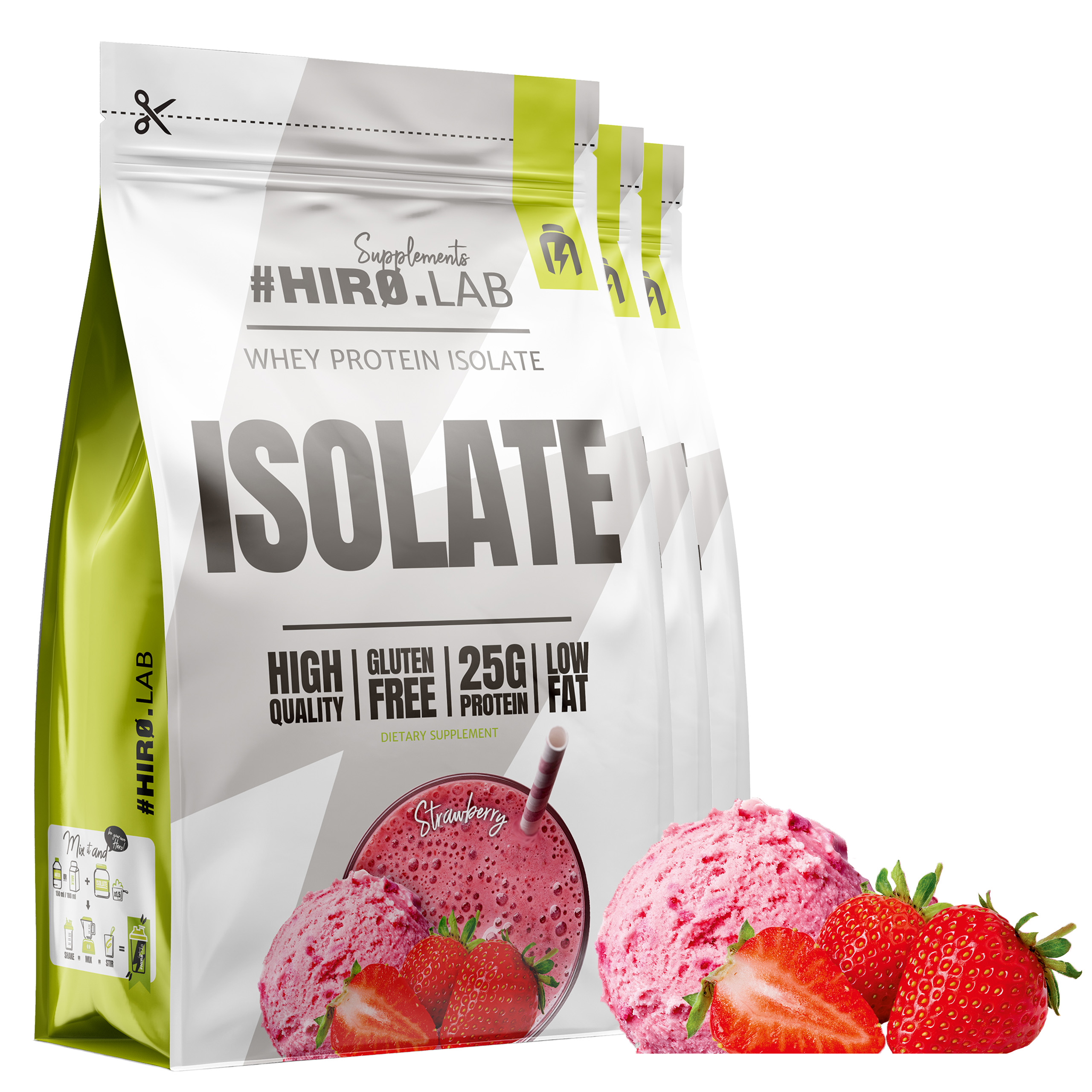 3x Protein Izolát Bílkoviny 85 g Whey Protein Wpi 700 g Jahoda Hiro