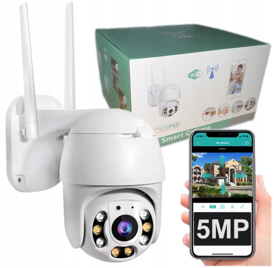 

Kamera Zewnętrzna Ip Obrotowa WiFi Zoom Sd 5MP