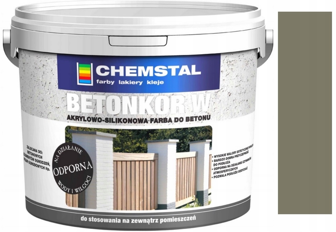 Chemstal Farba Do Betonu Ogrodzeń Betonkor W Akrylowo-silikonowa Szary 10L