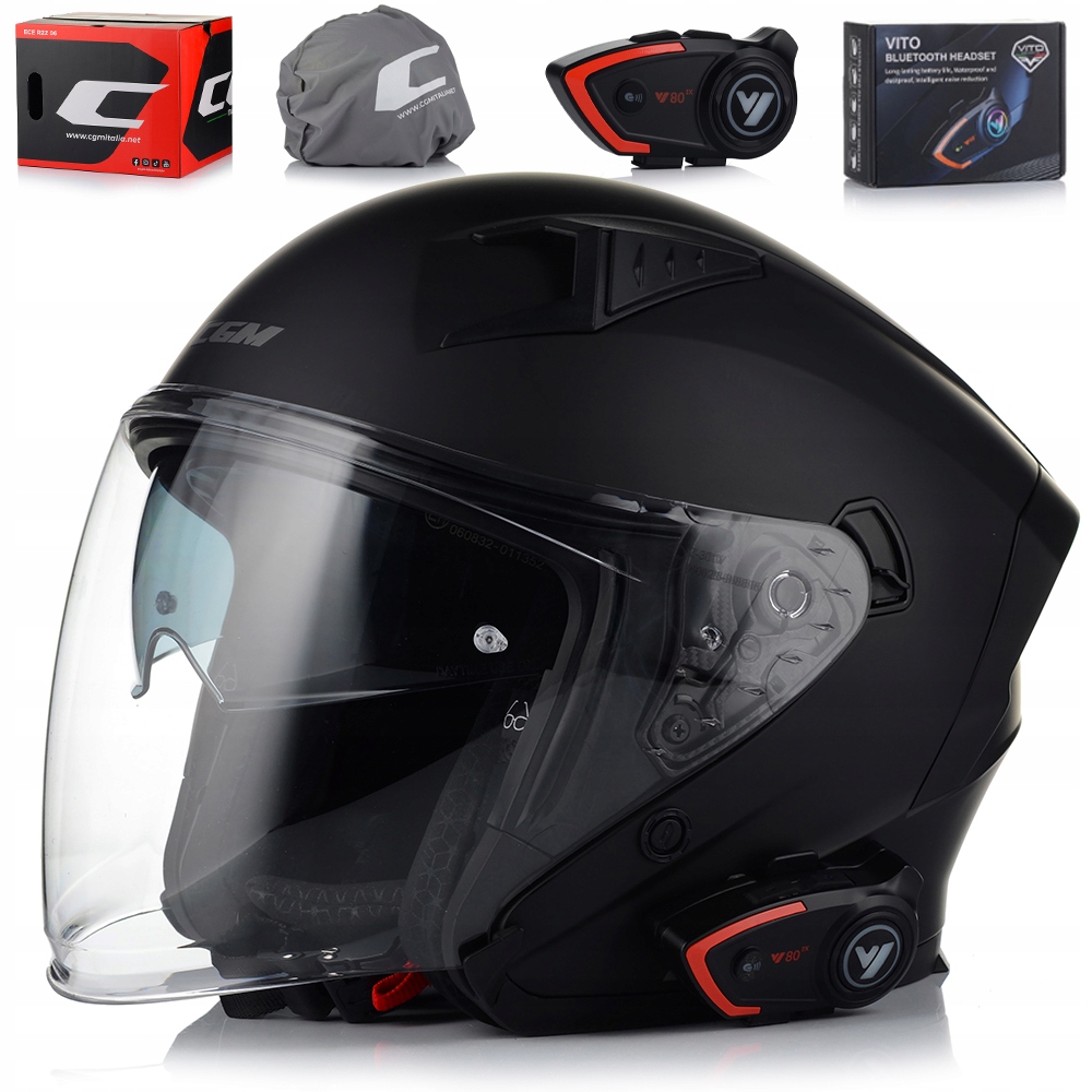 Motocyklová Prilba Otvorená Cgm 127A Skúter Chopper Clona Interkom