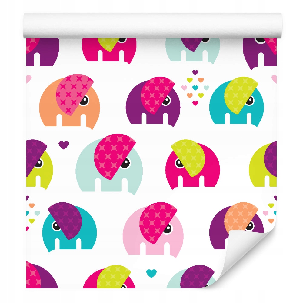 Tapeta pro dívku barevné slony srdíčka