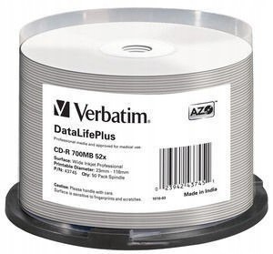 Cd-r 52x 700MB 50P Cb DL Printable Azo 43745