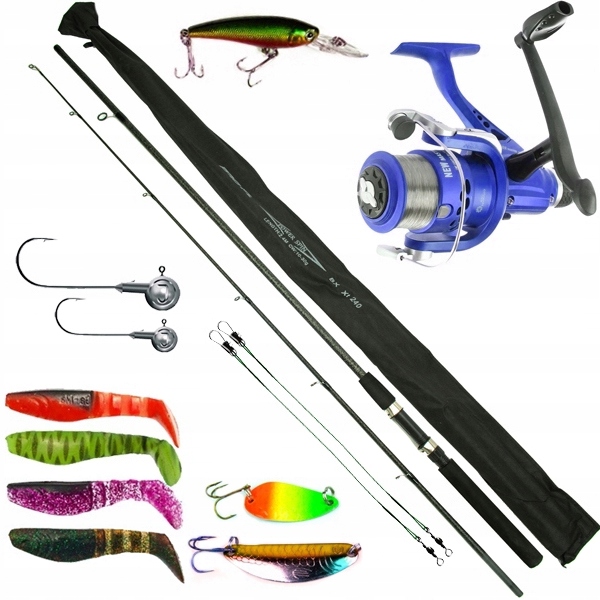 Zestaw na Spinning Wędka spinning 2,4m kołowrotek przynęty ripper Z 51