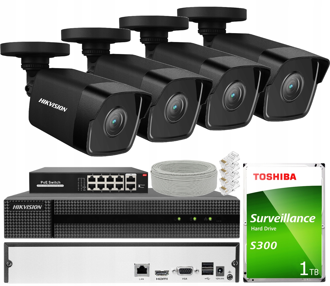 Vnútorná, vonkajšia Ip kamera Hikvision HWN-2108MH+IPCAM-BLACK